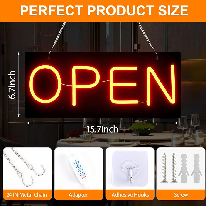 Led Open Signs for Business, Open and Close Double sided Witching, Powered by - Image 3