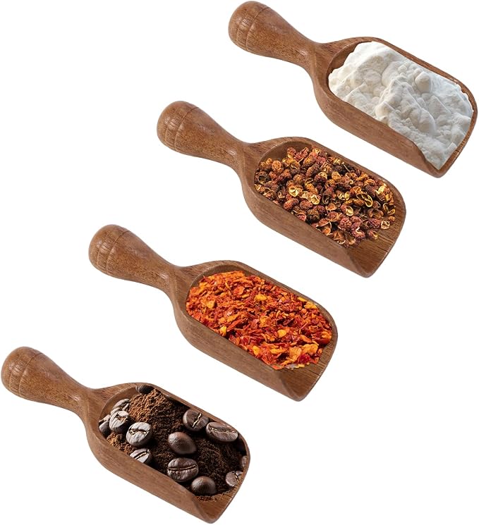 4pcs Acacia Mini Wooden Spoons, Wooden Coffee Scoops Versatile Coffee Bean - Image 3