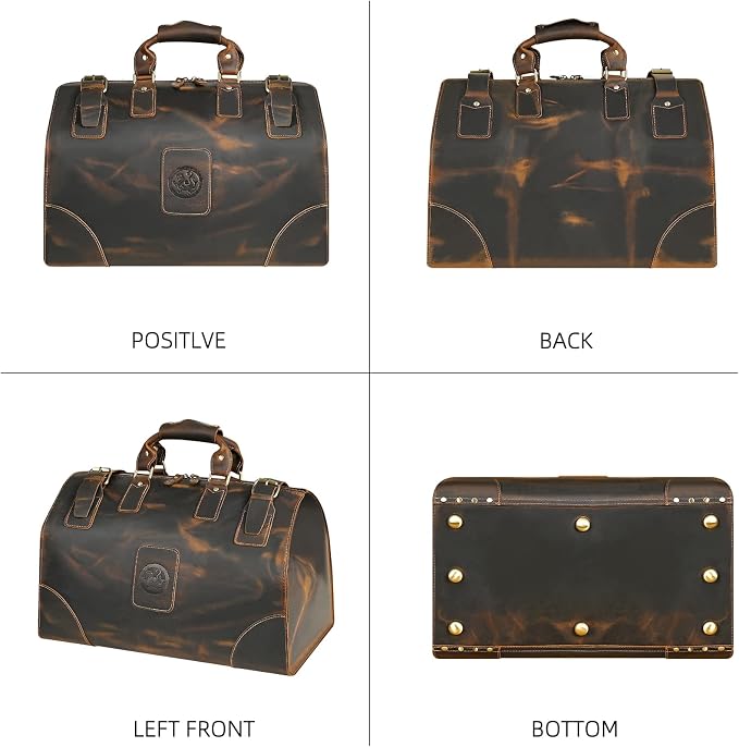 Canvas + Leather Travel Luggage Tote Duffle Gym Suitcase Weekender Overnight Bag - Image 4
