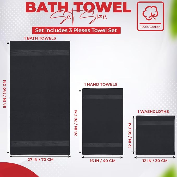 RIVERSIDE 3-Piece Towel Set, 1 Bath Towel, 1 Hand Towel, 1 Washcloth, 550 GSM - Image 2