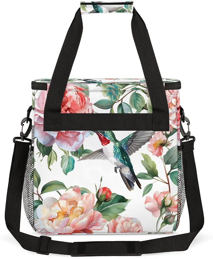 Hummingbird Floral Coffee Maker Carring Bag, Large Insulated Storage Organizer - Image 5
