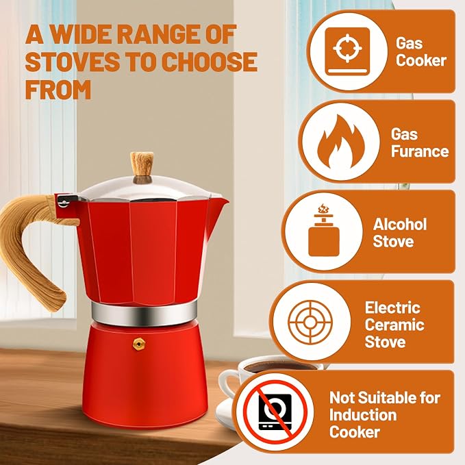 6 Cup Aluminum Espresso Stovetop Moka Pot Express Coffee Maker Percolator - Image 4