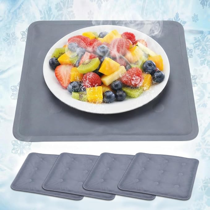 Reallnaive 4 Pcs Cooling Mat for Food Reusable Freezable Ice Mat for Buffet by Unknown