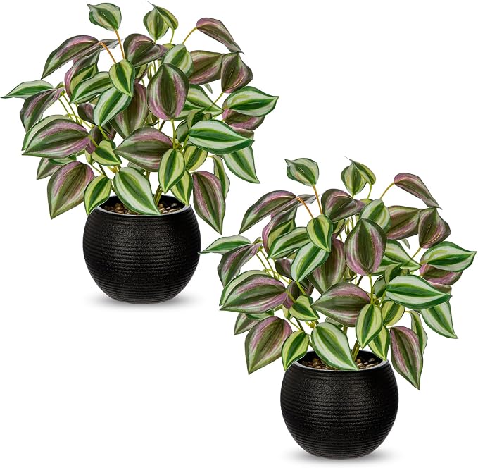 2 Packs Artificial Plants in Black Pot by Arborus