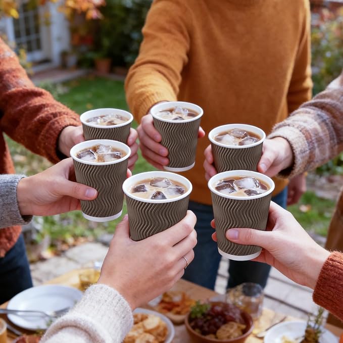 BYSNOW 150 Pack 8 oz Coffee Cups, Insulated Corrugated Ripple Wall Hot Beverage - Image 5