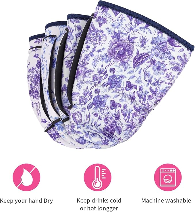 4Pack Reusable Iced Coffee Sleeve Insulator Sleeves - Image 3