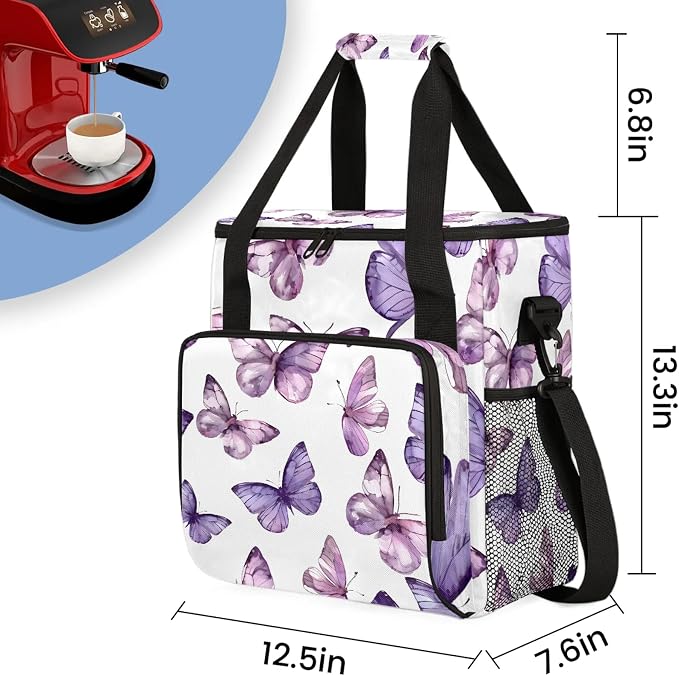 Butterfly Coffee Maker Carring Bag, Large Insulated Storage Organizer Case Tote - Image 2