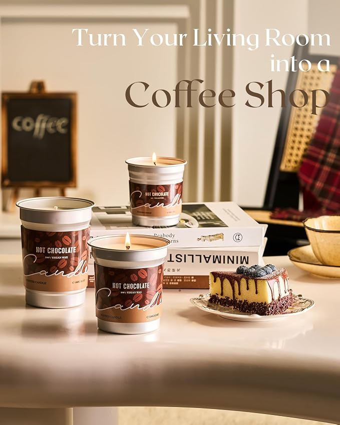 M&SENSE Hot Chocolate Scented Candles, Soy Wax 16.2oz | 100 Hours Long Lasting - Image 3