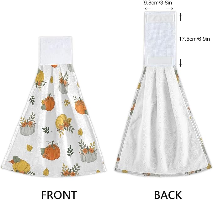 Dussdil Autumn Pumpkins Maple Hanging Kitchen Towel Fall Leaves Dish Cloth Tie - Image 4