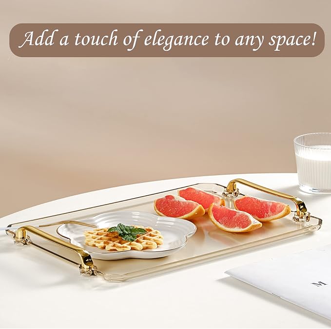 Acrylic Serving Tray with Handles Ottoman Countertop Decorative Tray Serving - Image 4