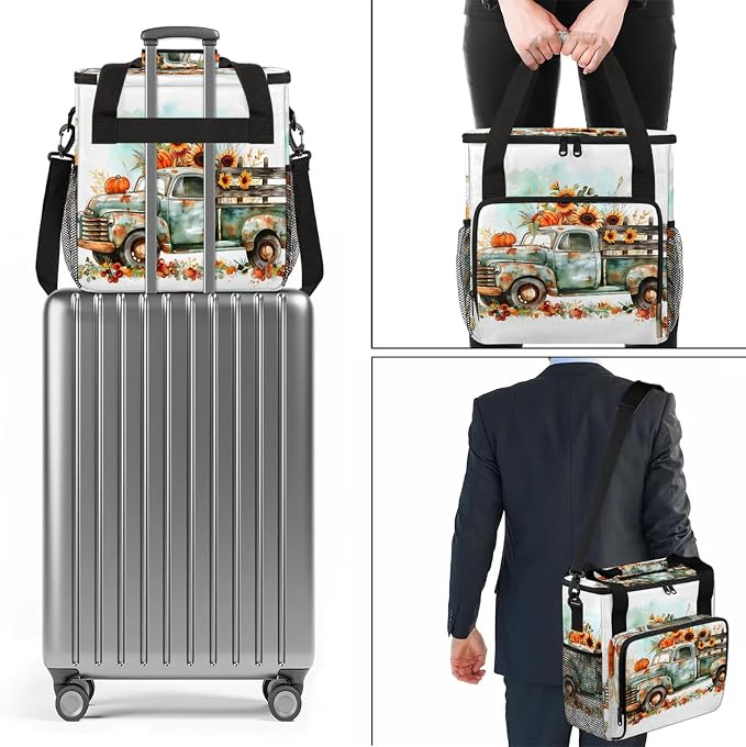 Fall Pumpkin Truck Coffee Maker Carring Bag, Large Insulated Storage Organizer - Image 7