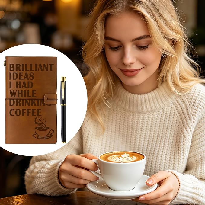 Coffee Gifts for Coffee Lovers Leather Journal Notebook - Image 6