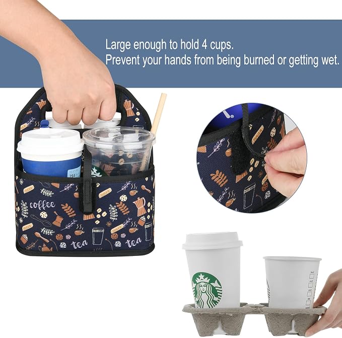 Beautyflier Reusable Insulated Coffee Cup Carrier, Portable Drink Holder - Image 2