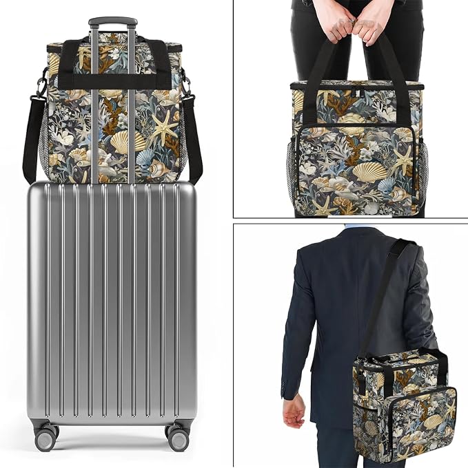 Summer Beach Seashell Coffee Maker Carring Bag, Large Insulated Storage - Image 7