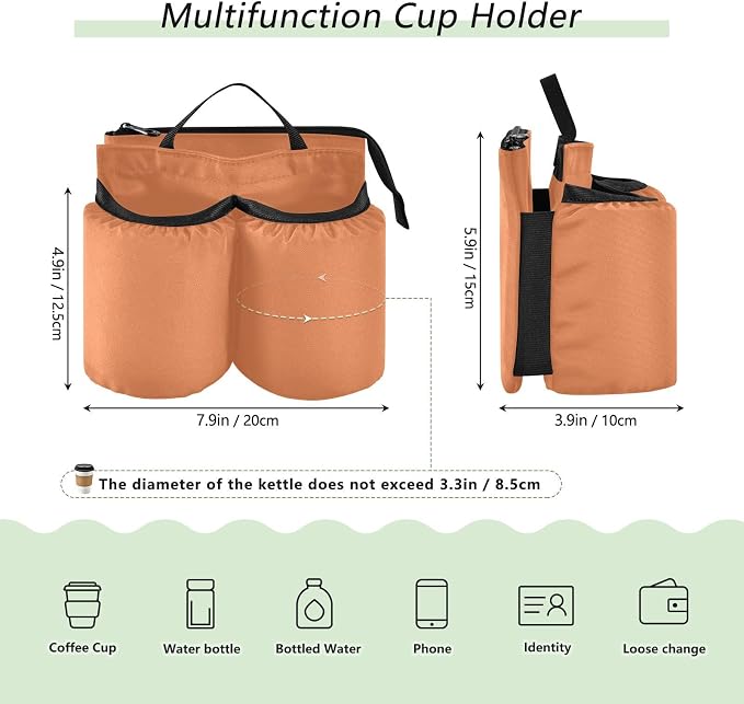 DOMIKING Orange Travel Luggage Cup Holder - Image 2