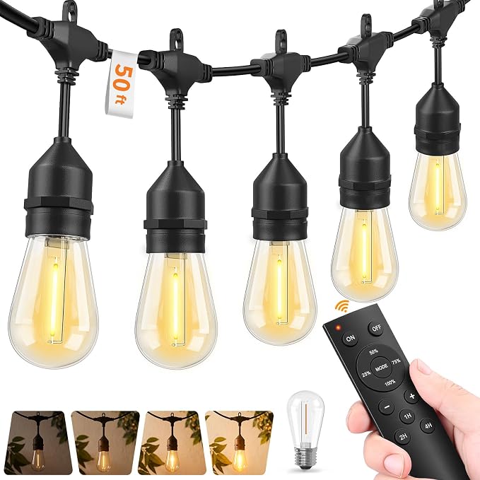 Hotsonic Remote Control Outdoor String Lights Waterproof, 50 FT LED Outside by Unknown