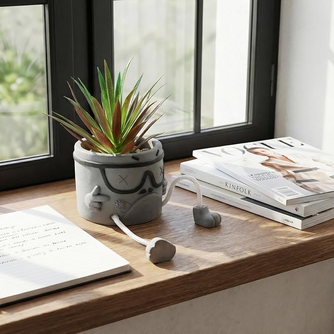 Creative Artificialplant Succulents in Cement Pots - Image 6