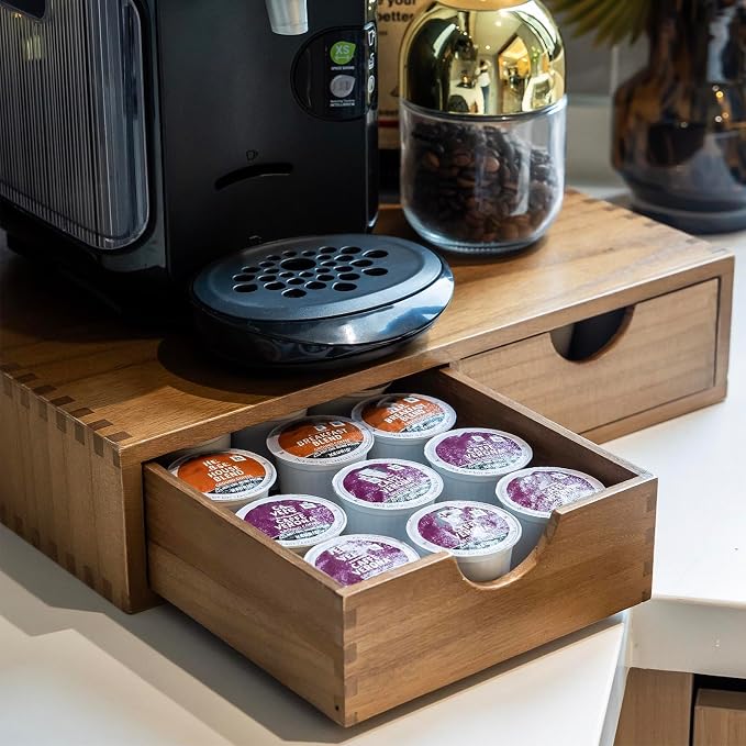 Wooden K Cup Organizer Coffee Pod Storage Box, Coffee Pods and Tea Organizer by FLYIEE