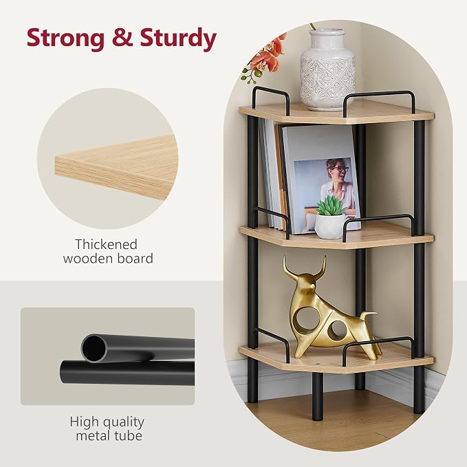 Tajsoon Corner Shelf Stand, 3 Tier Industrial Corner Shelves, Corner Shelving - Image 7