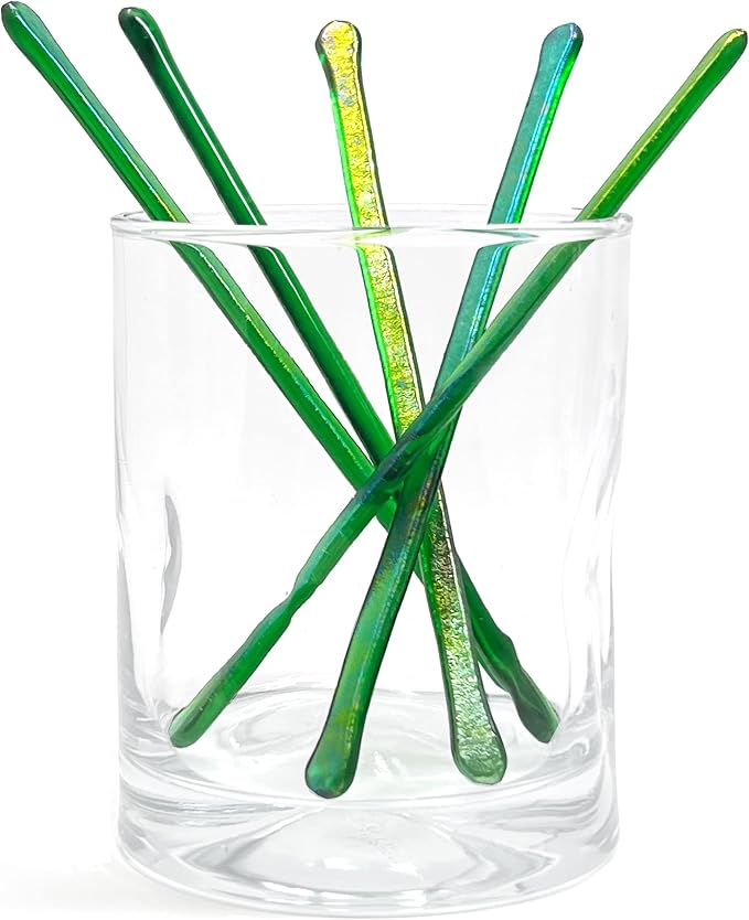 studioTica Handmade Glass Swizzle Sticks: Shamrock Fire, Cocktail + Hiball - Image 6