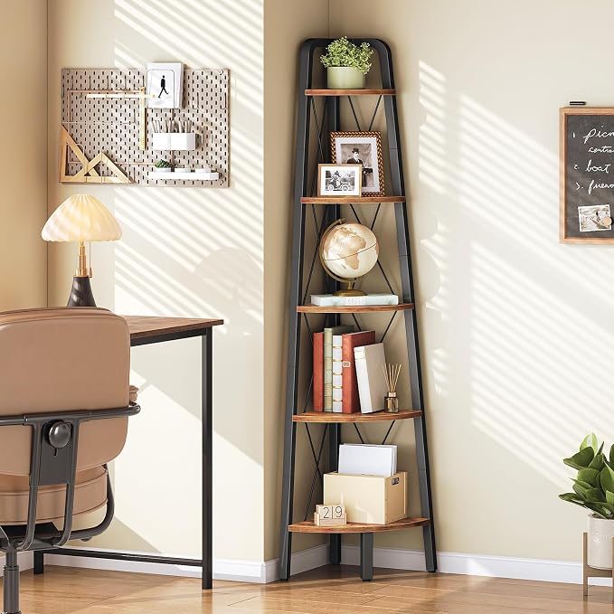 HOOBRO Corner Shelf, 5-Tier Corner Shelf Stand, 66.9" Tall Ladder Bookshelf - Image 2