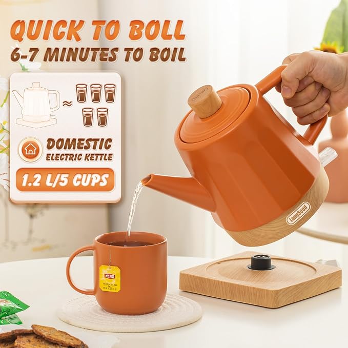 1.2-Qt Ceramic Electric Kettle Pot, Tea Kettle & Water Boiler - Image 3
