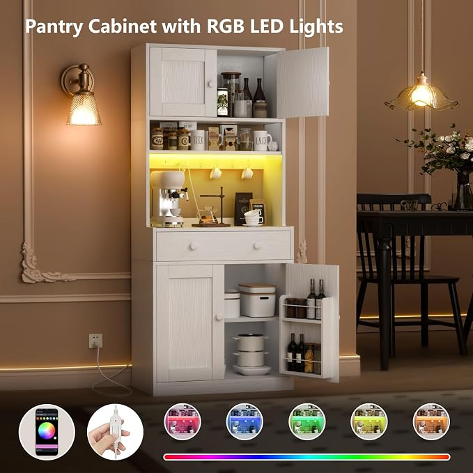 Korfile 71" Tall Kitchen Pantry Storage Cabinet - Image 4