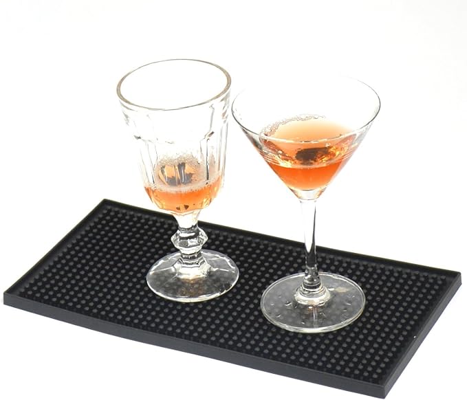 Yisharry li Bar Mat 6" x 12" Kitchen Square Rubber Service Spill Mat PVC Black - Image 4