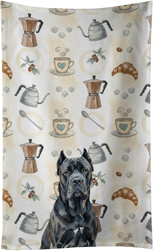 Caroline's Treasures Cane Corso Coffee Bar Kitchen Towel Velour Plush Front and by CarolinesTreasures