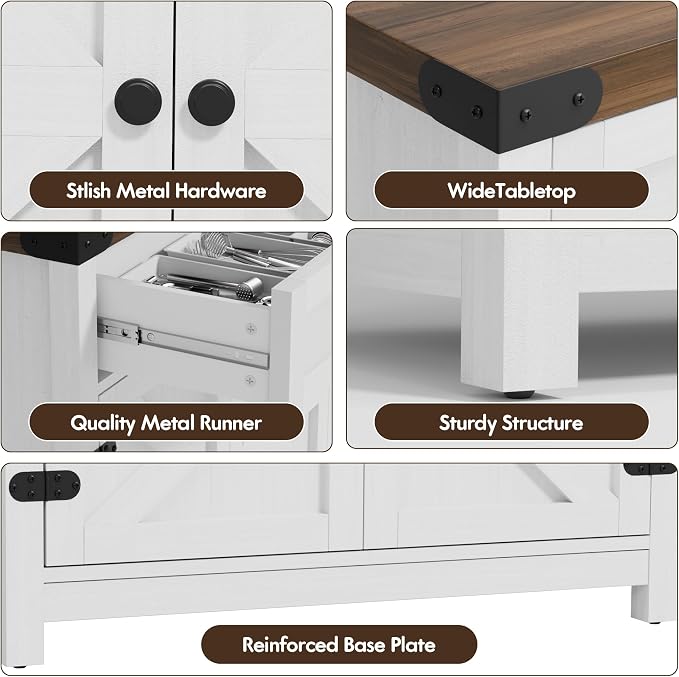 YESHOMY Kitchen Storage Cabinet, Coffee Bar Cabinet, Farmhouse Sideboard Buffet - Image 4