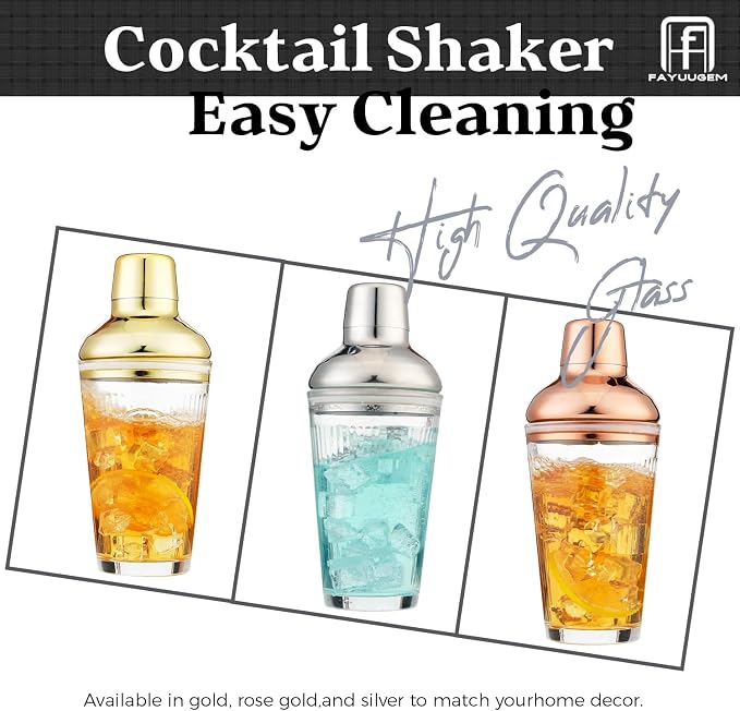 Glass Cocktail Shaker, 17oz Leak-Proof Martini Shaker - Image 7