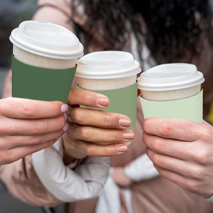 Whaline 100 Pcs Sage Green Coffee Cup Sleeves 4 Gradient Green Colors - Image 6