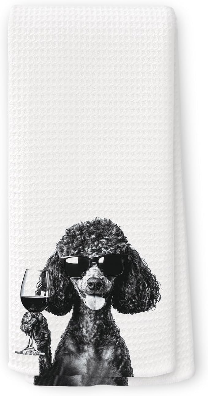 Funny Poodle Wine Kitchen Towels, Gifts by Unknown