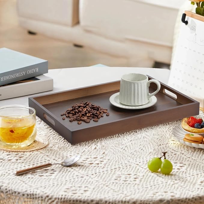14.9''x10.2''x1.57'' Bamboo Wooden Tray - Image 3