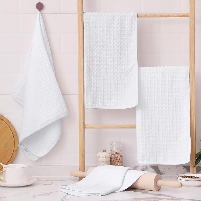 Homaxy Microfiber Waffle Weave Kitchen Towels, 16 x 28 Inch Ultra Absorbent and - Image 5