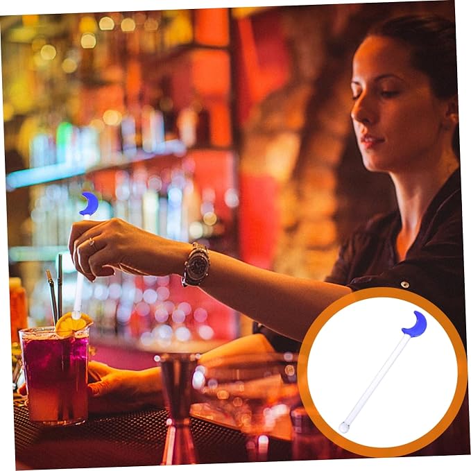 Mobestech 5pcs Moon Pattern Reusable Drink Stirrers Adorable Cocktail Mixing - Image 7