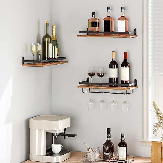 HOOBRO Wall Mounted Wine Rack 3 Pack, Wine Rack - Image 2