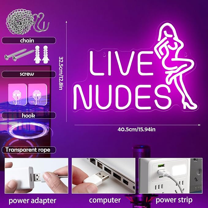 Lady Neon Signs for Wall Decor Pink LED Lights Pretty Pink Ladies Body Neon - Image 2