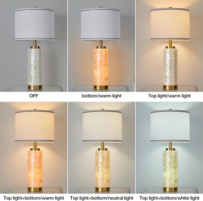 AIDENOEY 26" Modern Art Glass Table & Bedside Lamp, Stepless Dimmable Base + - Image 6