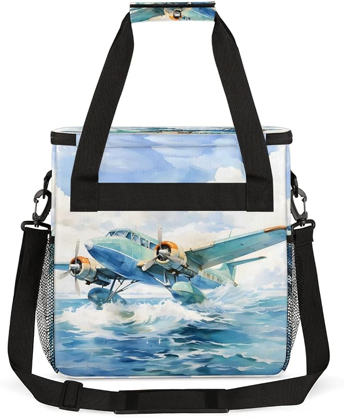 Aircraft Pattern Coffee Maker Carring Bag, Large Insulated Storage Organizer - Image 5