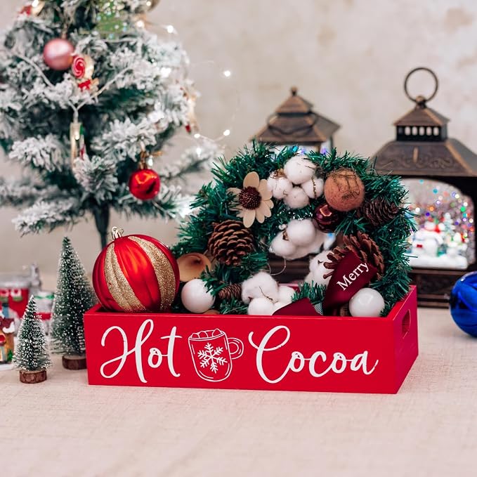 HPC DECOR Hot Cocoa Bar Wood Coffee Storage Box- Hot Cocoa Decorative Christmas - Image 5