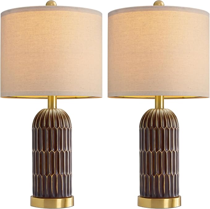 OYEARS 22.5" Bedside Table Lamps Set of 2, Farmhouse Table Lamp - Image 9