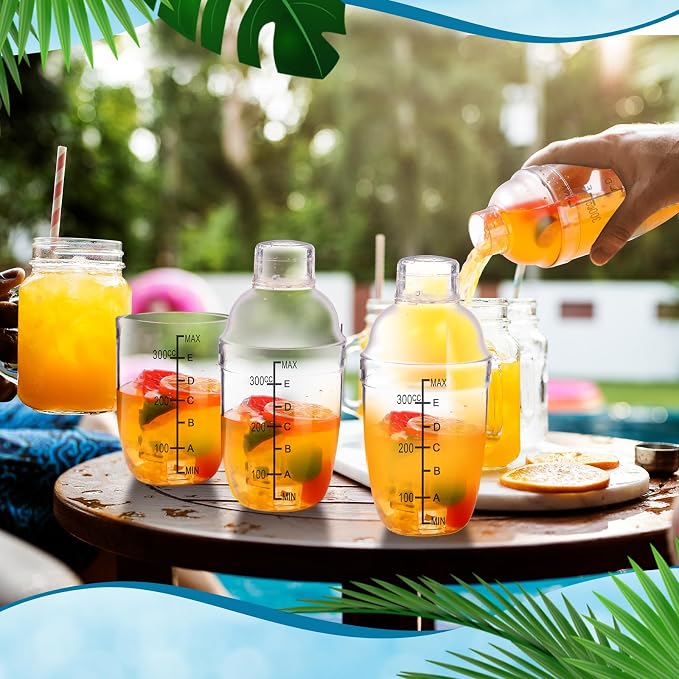 Lallisa 16 Pcs Plastic Cocktail Shaker Set Drink Mixer Clear Shaker Cup - Image 3