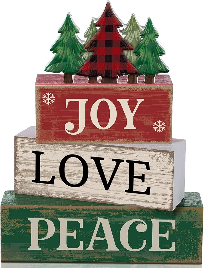 Lineshading 4 Pcs Christmas Table Decor Christmas Tree Centerpiece Joy Peace by Lineshading