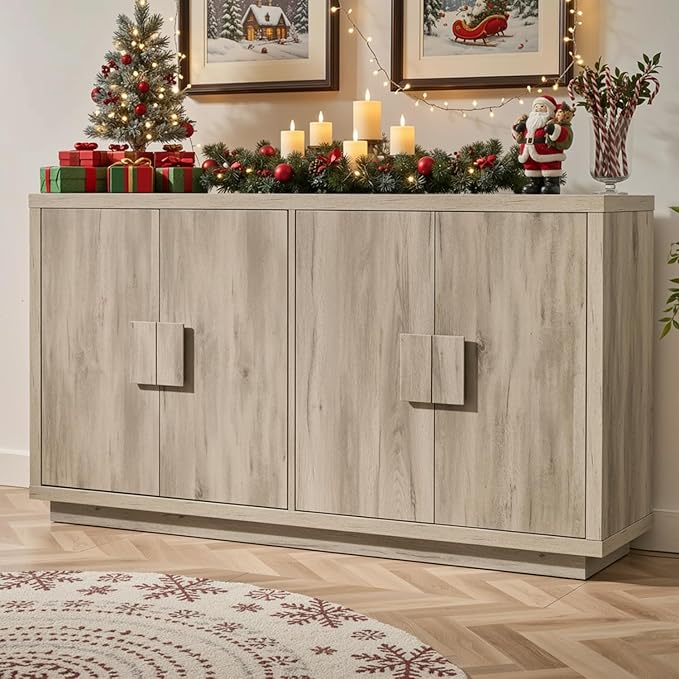 ONBRILL Buffet Cabinet with Storage, Wooden Kitchen Coffee Bar Credenza Storage by ONBRILL