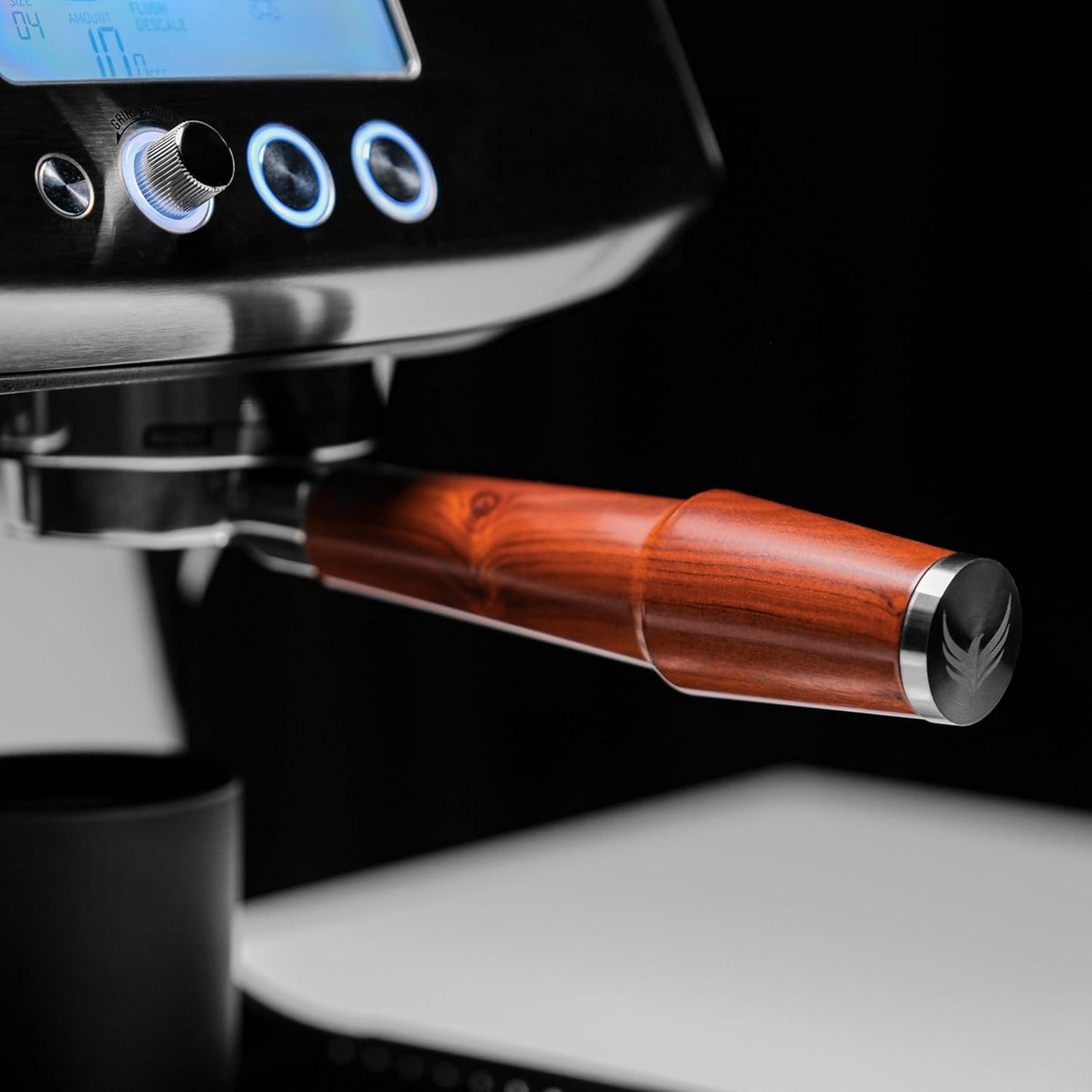58mm Naked Portafilter Compatible with Breville Dual Boiler, Oracle, Oracle Jet Espresso Machines Rosewood Handle 2 Ears 18-21g Double Shot Filter Basket Included