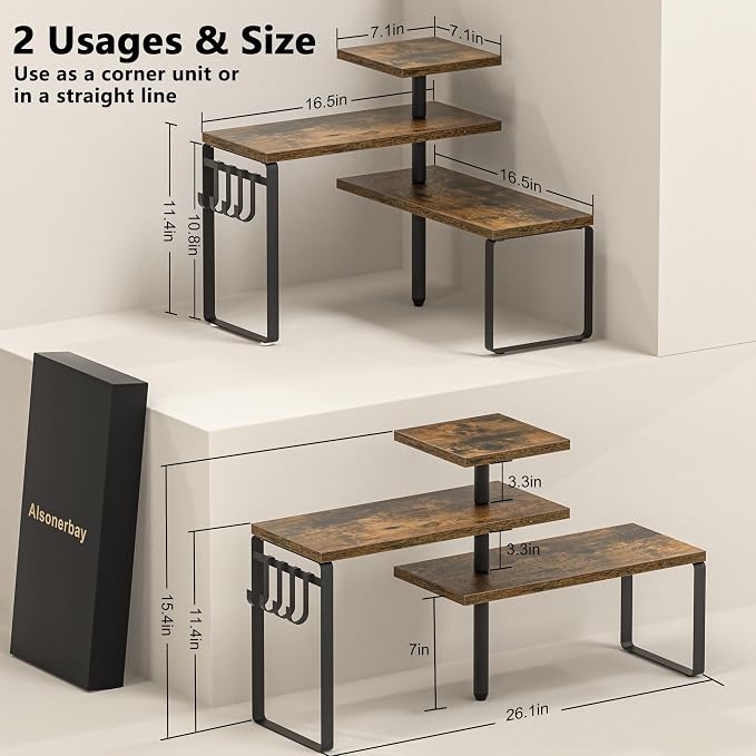 Alsonerbay Countertop Organizer Organization, 3 Tier Corner Shelf - Image 2