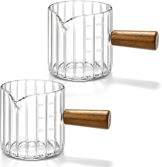 2 Pack Espresso Measuring Cups, 4oz Borosilicate Glass Espresso Shot Glasses by Cfyosnk