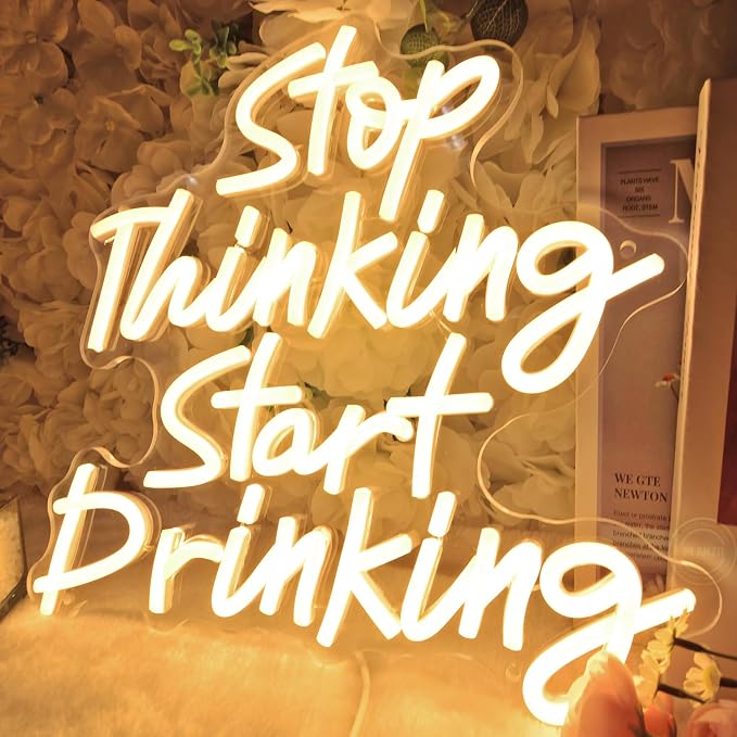 Planzo Stop Thinking Start Drinking Neon Light Beer Bar Sign - Image 4
