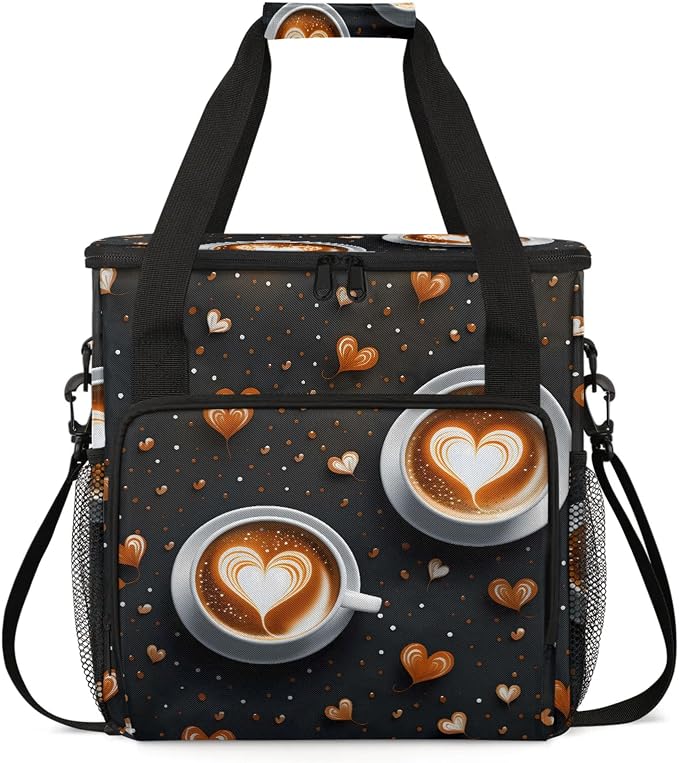 Coffee Theme Coffee Maker Carring Bag, Large Insulated Storage Organizer Case by Home